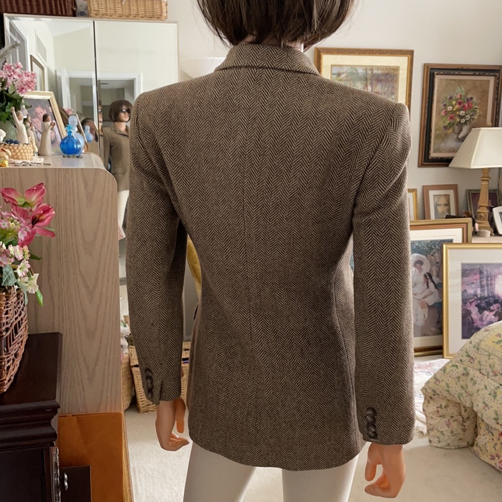 Ralph Lauren Blue Label Brown Wool Herringbone Blazer Jacket Tailored - Picture 3 of 13
